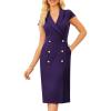 imageGRACE KARIN Women Work Bodycon Dresses 2025Business Office Midi Cap Sleeve Button Pencil Formal Outfits with PocketsDark Purple