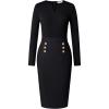 imageGRACE KARIN Womens 2025 Fall Henly V Neck Business Work Dress Long Sleeve Bodycon Midi Elegant Office Sheath DressBlack
