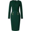 imageGRACE KARIN Womens 2025 Fall Henly V Neck Business Work Dress Long Sleeve Bodycon Midi Elegant Office Sheath DressDark Green