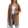 imageGRACE KARIN Womens 2025 Fashion Open Front Long Cardigan Sweaters Long Sleeve Lapel Knit Sweater Jacket with PocketsBrown