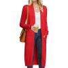 imageGRACE KARIN Womens 2025 Trendy Long Cardigans Sweater Lightweight Open Front Long Sleeve Maxi Duster Coats with PocketsRed