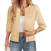 imageGRACE KARIN Womens 34 Short Sleeve Cropped Cardigan Lightweight Button up Crochet Knit Sweater Shrug for Summer SpringApricot