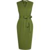 imageGRACE KARIN Womens Business Dresses Sleeveless V Neck Bodycon Sheath Dress Zipper Up Office Work Dress with PocketsArmy Green