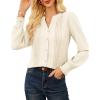imageGRACE KARIN Womens Business Dressy Casual Blouses Pleated Long Sleeve Button Down Shirts V Neck Work Office Tops Loose FitApricot