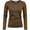 imageGRACE KARIN Womens High Stretchy Long Sleeve Pullover Sweater Blouse TopBrown