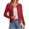 imageGRACE KARIN Womens Lightweight Fall Cardigan Long Sleeve Knit Crop Sweater Trendy Button Open Front Crewneck JacketRed