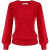 imageGRACE KARIN Womens Long Lantern Sleeve Crew Neck Crochet Top Hollow Out Fall Pullover SweaterCl0834 Red Long Sleeve