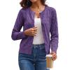 imageGRACE KARIN Womens Long Sleeve Button Up Cable Knit Cardigan Lightweight 2025 Crewneck Button Down Sweaters for WomenMidpurple