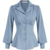 imageGRACE KARIN Womens Long Sleeve Tops Business Casual Dressy Button Down Peplum Blouses Fall Collared Work Elegant ShirtBlue