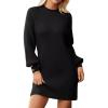 imageGRACE KARIN Womens Mock Neck Long Lantern Sleeve Sweater Dress 2025 Oversized Casual Knit Pullover Tunic DressBlack