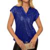 imageGRACE KARIN Womens Sequin Tops 2025 Cap Sleeve Sparkly Tops Glitter Party Dressy Blouses Fall V Neck Club Concert ShirtsRoyal Blue