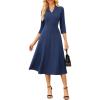 imageGRACE KARIN Work Dresses for Women 2025Midi Business Dress34 Sleeve Classy Fit and Flare Dress with PocketNavy Blue