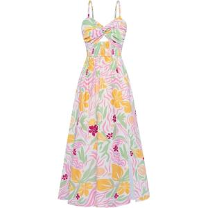 imageGRACE KARIN 2025 Womens Summer Spaghetti Strap Maxi Dress Smocked Floral Dress Sleeveless Boho Beach Sundress with PocketsYellow Floral