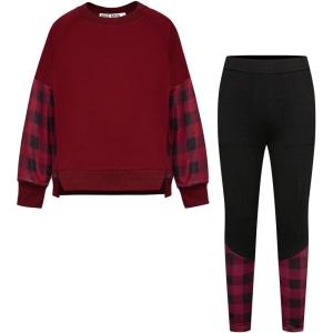 imageGRACE KARIN Girls Clothes Sweatshirt for Teen Girls Fashion Outfits Sweapants Leggings Tracksuit Clothing Set Size 514Christmas Red Plaid