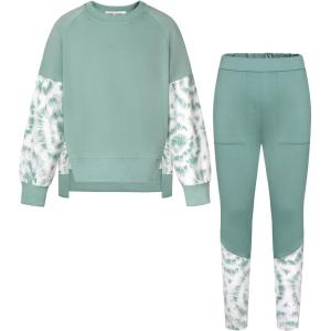 imageGRACE KARIN Girls Clothes Sweatshirt for Teen Girls Fashion Outfits Sweapants Leggings Tracksuit Clothing Set Size 514Gray Green