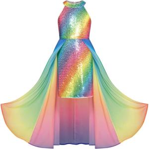 imageGRACE KARIN Girls Halter Neck Sequin Dress 614Y Kids Fancy Formal Party Christmas Sparkly Pageant Birthday DressesMultiple Colour