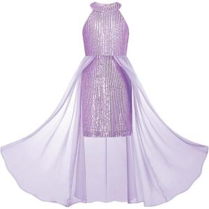imageGRACE KARIN Girls Halter Neck Sequin Dress 614Y Kids Fancy Formal Party Christmas Sparkly Pageant Birthday DressesPurple