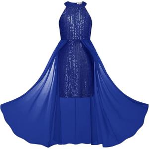 imageGRACE KARIN Girls Halter Neck Sequin Dress 614Y Kids Fancy Formal Party Christmas Sparkly Pageant Birthday DressesRoyal Blue