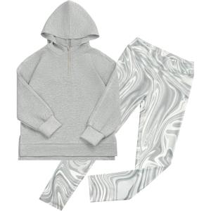 imageGRACE KARIN Girls Hoodie  Leggings Set Teen Long Sleeve Fashion Sweatshirts Sweatpant Fall Outfit Winter Clothing 614Grey