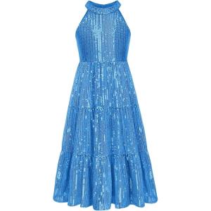 imageGRACE KARIN Girls Sequin Dress Formal Party Elegant Fancy Girls Maxi Long Dress for 514YDeep Blue