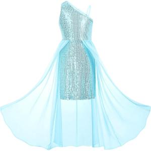 imageGRACE KARIN Girls Sequin Formal Dress Sequin Pageant Wedding Guest Dresses Birthday Fancy One Shoulder Dress Size 614Blue