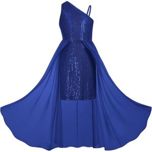 imageGRACE KARIN Girls Sequin Formal Dress Sequin Pageant Wedding Guest Dresses Birthday Fancy One Shoulder Dress Size 614Royal Blue