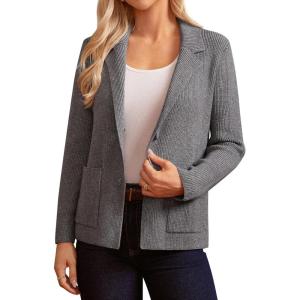 imageGRACE KARIN Sweater Blazers for Women Business Casual Long Sleeve Open Front Lapel Sweatshirt Blazer Suit Jacket with PocketsMedium Grey