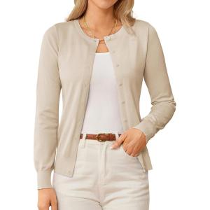 imageGRACE KARIN Womens Classic Long Sleeve Knit Cardigan Sweaters Casual Open Front Button Down Cardigans S3XLBeige