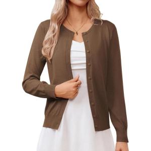 imageGRACE KARIN Womens Classic Long Sleeve Knit Cardigan Sweaters Casual Open Front Button Down Cardigans S3XLDark Brown