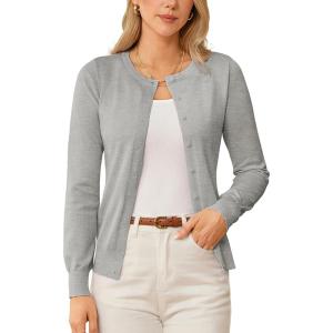 imageGRACE KARIN Womens Classic Long Sleeve Knit Cardigan Sweaters Casual Open Front Button Down Cardigans S3XLGray