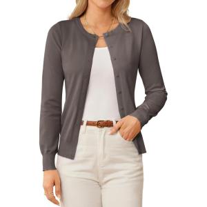 imageGRACE KARIN Womens Classic Long Sleeve Knit Cardigan Sweaters Casual Open Front Button Down Cardigans S3XLGrayishbrown