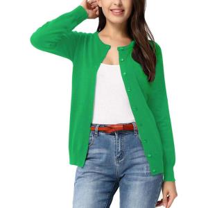 imageGRACE KARIN Womens Classic Long Sleeve Knit Cardigan Sweaters Casual Open Front Button Down Cardigans S3XLGreen