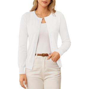 imageGRACE KARIN Womens Classic Long Sleeve Knit Cardigan Sweaters Casual Open Front Button Down Cardigans S3XLIvory White