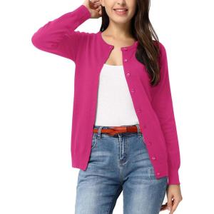 imageGRACE KARIN Womens Classic Long Sleeve Knit Cardigan Sweaters Casual Open Front Button Down Cardigans S3XLPink22