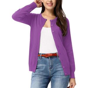 imageGRACE KARIN Womens Classic Long Sleeve Knit Cardigan Sweaters Casual Open Front Button Down Cardigans S3XLViolet