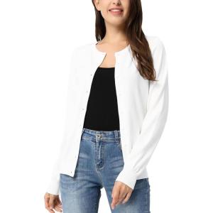 imageGRACE KARIN Womens Classic Long Sleeve Knit Cardigan Sweaters Casual Open Front Button Down Cardigans S3XLWhite22