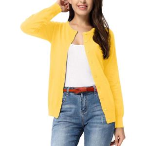 imageGRACE KARIN Womens Classic Long Sleeve Knit Cardigan Sweaters Casual Open Front Button Down Cardigans S3XLYellow