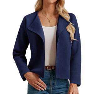 imageGRACE KARIN Womens Cropped Knit Sweater Blazer Oversized Open Front Jackets 2025 Fall Laple Cardigans Dressy CasualNavy Blue