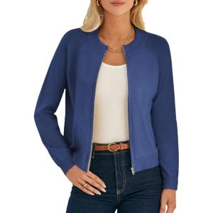 imageGRACE KARIN Womens Long Sleeve Zip Up Cardigan Sweaters Lightweight Fall Fashion Sweater Jacket Knitted Fall ClothesDenim Blue