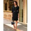 imageGRACE KARIN 2025 Women 34 Sleeve Business Work Dress V Neck Bodycon Sheath Dress with BeltBlack