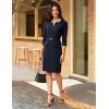 imageGRACE KARIN 2025 Women 34 Sleeve Business Work Dress V Neck Bodycon Sheath Dress with BeltNavy Blue
