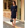 imageGRACE KARIN 2025 Women 34 Sleeve Business Work Dress V Neck Bodycon Sheath Dress with BeltNavy Blue