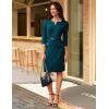 imageGRACE KARIN 2025 Women 34 Sleeve Business Work Dress V Neck Bodycon Sheath Dress with BeltPeacock Blue