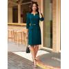 imageGRACE KARIN 2025 Women 34 Sleeve Business Work Dress V Neck Bodycon Sheath Dress with BeltPeacock Blue