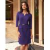 imageGRACE KARIN 2025 Women 34 Sleeve Business Work Dress V Neck Bodycon Sheath Dress with BeltPurple