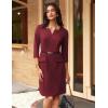 imageGRACE KARIN 2025 Women 34 Sleeve Business Work Dress V Neck Bodycon Sheath Dress with BeltWine Red