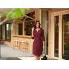 imageGRACE KARIN 2025 Women 34 Sleeve Business Work Dress V Neck Bodycon Sheath Dress with BeltWine Red