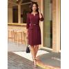 imageGRACE KARIN 2025 Women 34 Sleeve Business Work Dress V Neck Bodycon Sheath Dress with BeltWine Red