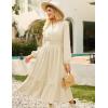 imageGRACE KARIN 2025 Womens Casual Fall Long Sleeve Midi Dresses VNeck Smocked Tiered DressWedding Guest DressApricot