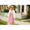 imageGRACE KARIN 2025 Womens Casual Fall Long Sleeve Midi Dresses VNeck Smocked Tiered DressWedding Guest DressLight Pink